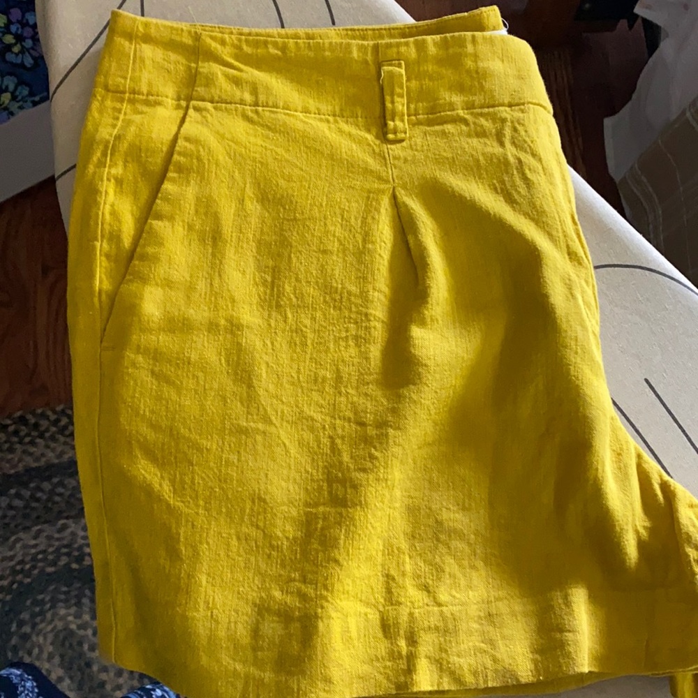 LOFT gold mustard linen shorts